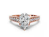 Rose gold Pear Brilliant Cut Diamond Engagement Ring with Pavé Band and Four-Prong Setting_58