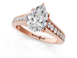 Rose gold Pear Brilliant Cut Diamond Engagement Ring with Pavé Band and Four-Prong Setting_59