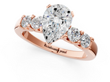 Rose gold Pear Brilliant Cut Diamond Five-Stone Prong Set Engagement Ring with Channel Band_24