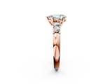 Rose gold Pear Brilliant Cut Diamond Five-Stone Prong Set Engagement Ring with Channel Band_25