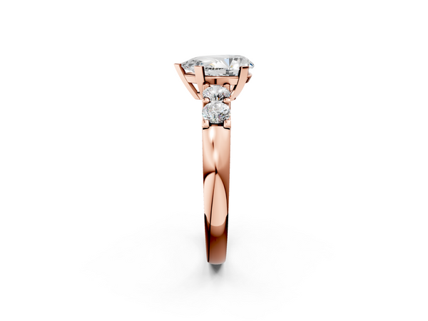 Rose gold Pear Brilliant Cut Diamond Five-Stone Prong Set Engagement Ring with Channel Band
