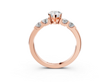 Rose gold Pear Brilliant Cut Diamond Five-Stone Prong Set Engagement Ring with Channel Band_26
