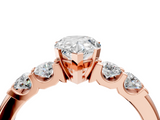 Rose gold Pear Brilliant Cut Diamond Five-Stone Prong Set Engagement Ring with Channel Band_27