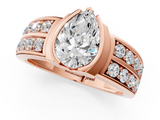 Rose gold Pear Brilliant Diamond Channel Set Wide Band Ring with Bezel Setting_55
