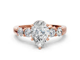 Rose gold Pear Brilliant Diamond Five-Stone Engagement Ring with Prong Setting on a Classic Band_15