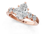 Rose gold Pear Brilliant Diamond Five-Stone Engagement Ring with Prong Setting on a Classic Band_16