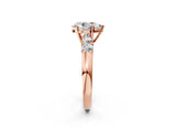 Rose gold Pear Brilliant Diamond Five-Stone Engagement Ring with Prong Setting on a Classic Band_17