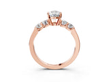 Rose gold Pear Brilliant Diamond Five-Stone Engagement Ring with Prong Setting on a Classic Band_18