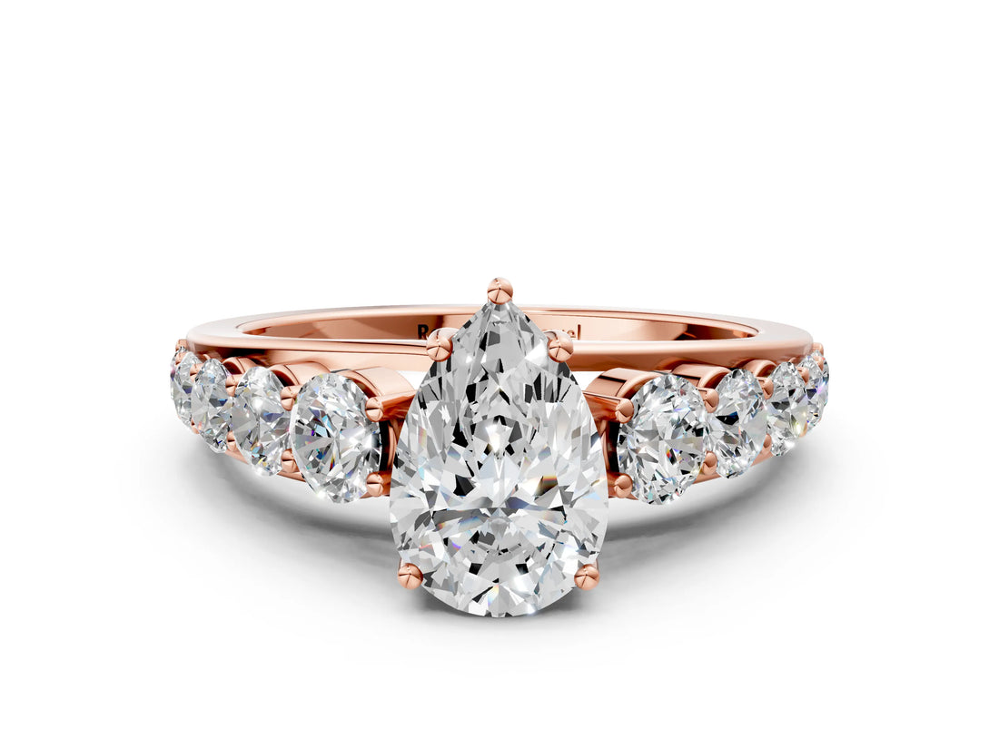 Rose gold Pear Brilliant Diamond Pavé Band with Six-Prong Setting_3