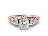 Rose gold Pear Brilliant Diamond Pavé Band with Six-Prong Setting_3