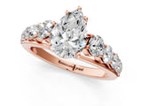 Rose gold Pear Brilliant Diamond Pavé Band with Six-Prong Setting_4