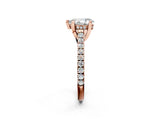 Rose gold Pear Brilliant Diamond Solitaire with Pavé Band and Four-Prong Setting 2