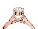 Rose gold Pear Brilliant Diamond Solitaire with Pavé Band and Four-Prong Setting 4