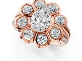 Rose gold Pear Brilliant Flower Halo Diamond Split Shank Ring_64