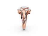 Rose gold Pear Brilliant Flower Halo Diamond Split Shank Ring_65