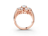 Rose gold Pear Brilliant Flower Halo Diamond Split Shank Ring_66