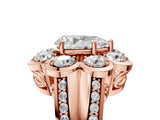 Rose gold Pear Brilliant Flower Halo Diamond Split Shank Ring_68