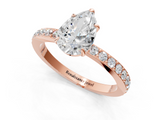 Rose gold Pear Brilliant Pavé Band Solitaire with Four-Prong Setting_29