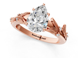 Rose gold Pear Brilliant Solitaire with Leaf Motif Band and Four-Prong Setting_75
