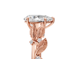 Rose gold Pear Brilliant Solitaire with Leaf Motif Band and Four-Prong Setting_79