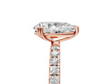 Rose gold Pear Brilliant Solitaire with Pavé Band and Claw Prong Setting_12