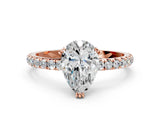 Rose gold Pear Brilliant Solitaire with Pavé Band and Claw Prong Setting_7