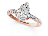 Rose gold Pear Brilliant Solitaire with Pavé Band and Claw Prong Setting_8