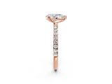 Rose gold Pear Brilliant Solitaire with Pavé Band and Claw Prong Setting_9