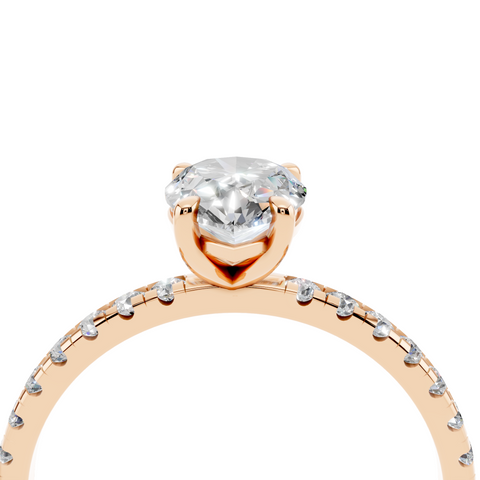 Rose gold Pear Brilliant Solitaire with Pavé Band and Four-Prong Setting_10