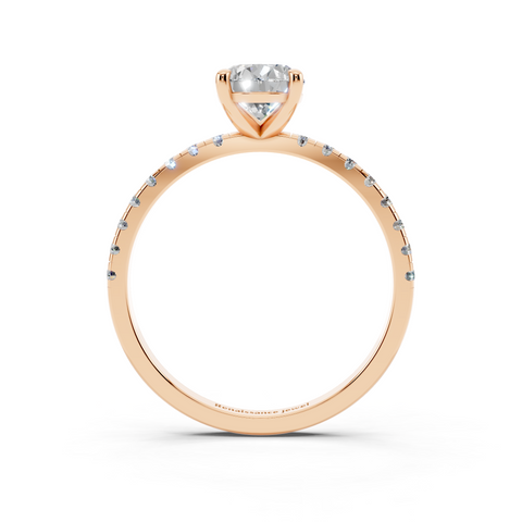 Rose gold Pear Brilliant Solitaire with Pavé Band and Four-Prong Setting_7