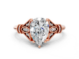 Rose gold Pear Brilliant Solitaire with Pave Band and Four-Prong Setting_17