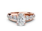 Rose gold Pear Brilliant Solitaire with Side Stones on a Pave Band and Four-Prong Setting_24