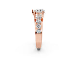 Rose gold Pear Brilliant Solitaire with Side Stones on a Pave Band and Four-Prong Setting_26