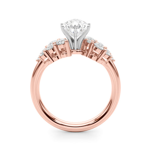 Rose gold Pear Cluster Diamond Engagement Ring with Pavé Band and Four-Prong Setting 2
