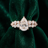 Rose gold Pear Cluster Diamond Engagement Ring with Pavé Band and Four-Prong Setting_16