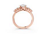 Rose gold Pear Cluster Diamond Engagement Ring with Pavé Band and Four-Prong Setting_63