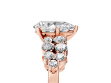 Rose gold Pear Cluster Diamond Engagement Ring with Pavé Band and Four-Prong Setting_65
