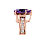 Rose gold Pear Cut Amethyst Engagement Ring with Milgrain Channel Set Band and Prong Setting_5