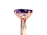 Rose gold Pear Cut Amethyst Engagement Ring with Side Stone Accents and Four-Prong Setting_65