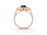 Rose gold Pear Cut Amethyst Floral Double Halo Engagement Ring with Prong Setting_51