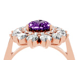 Rose gold Pear Cut Amethyst Floral Double Halo Engagement Ring with Prong Setting_52
