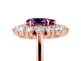 Rose gold Pear Cut Amethyst Floral Double Halo Engagement Ring with Prong Setting_53