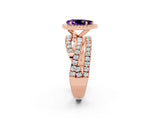 Rose gold Pear Cut Amethyst Halo Ring with Round Split Shank and Prong Setting_50
