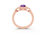 Rose gold Pear Cut Amethyst Halo Ring with Tapered Band and Four-Prong Setting_3