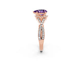 Rose gold Pear Cut Amethyst  Halo Twist Band Solitaire Prong Setting Ring_38