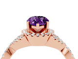 Rose gold Pear Cut Amethyst  Halo Twist Band Solitaire Prong Setting Ring_40