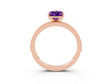 Rose gold Pear Cut Amethyst Milgrain Pavé Engagement Ring with Four-Prong Setting_3