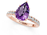 Rose gold Pear Cut Amethyst Pave Band Solitaire Ring with Four-Prong Setting_25