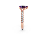 Rose gold Pear Cut Amethyst Pave Band Solitaire Ring with Four-Prong Setting_26