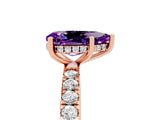 Rose gold Pear Cut Amethyst Pave Band Solitaire Ring with Four-Prong Setting_29